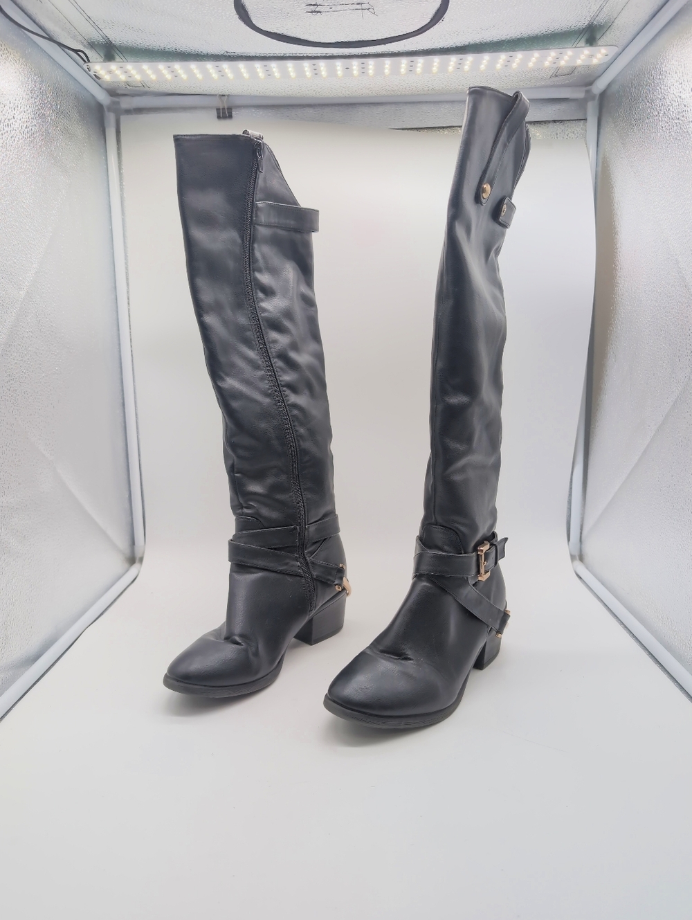 OM Olivia Miller Sz 7 Black Over-the-Knee Women's Riding Boots